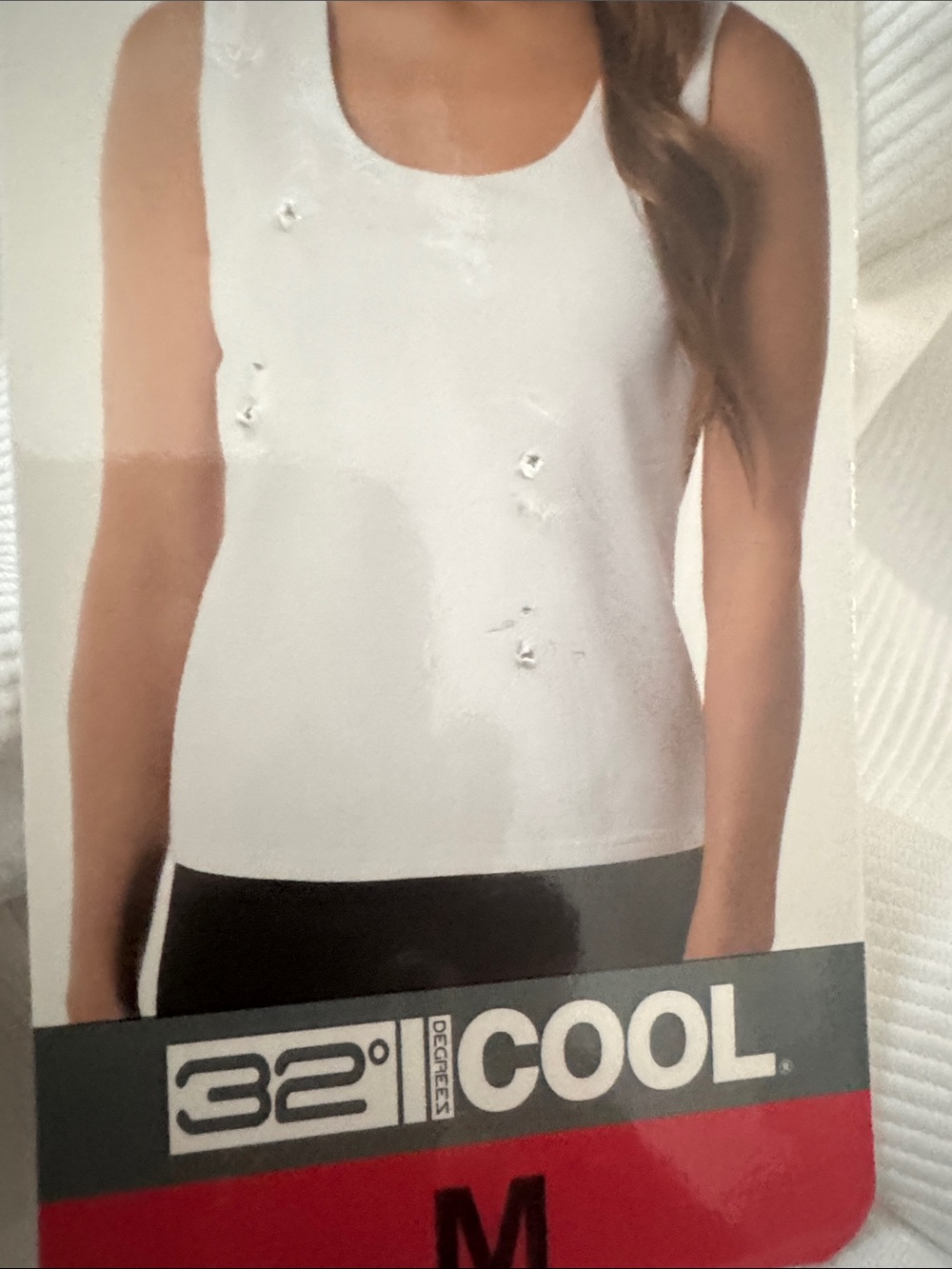 32 Degrees Women's White Scoop Neck Tank with Subtle Embellishments